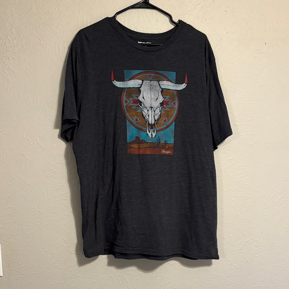 Wrangler Dark Gray Bull Skull T-Shirt